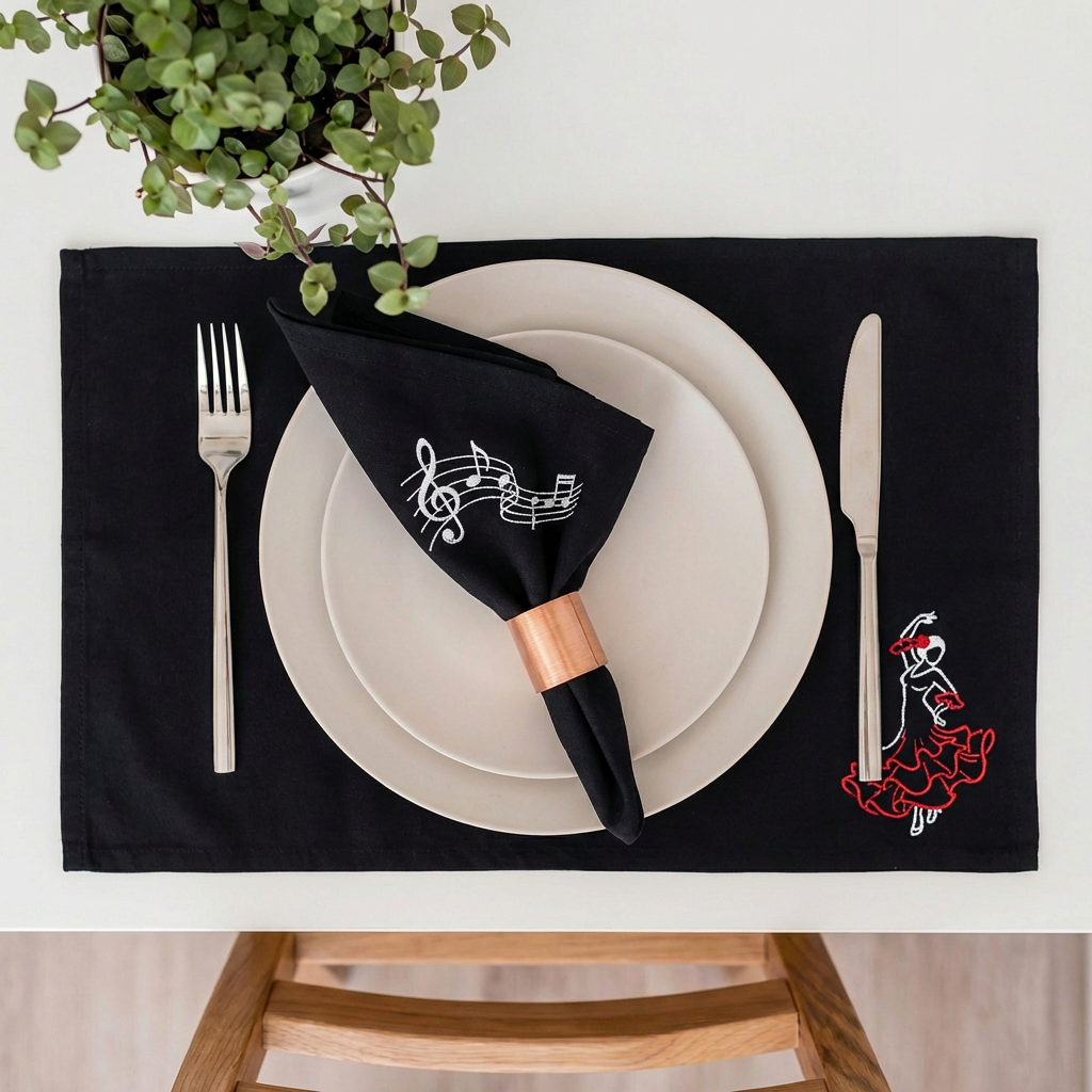 Ballerina Luxury Embroidered Table Linen Collection – 100% Egyptian Cotton & Linen