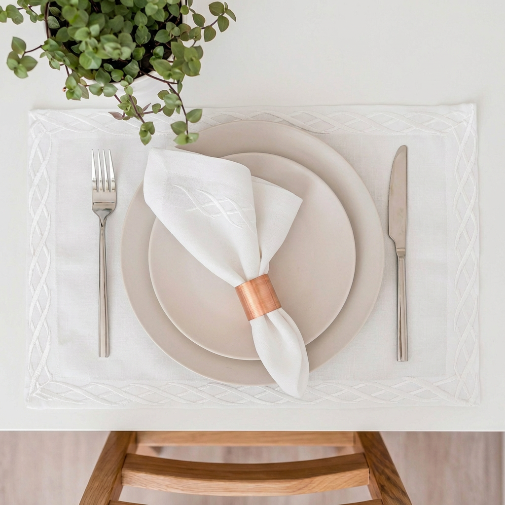 Border Luxury Embroidered Table Linen Collection – 100% Egyptian Cotton & Linen