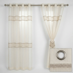 Evelyn Cream Textured Stripe Voile Curtains