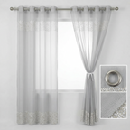 Silver Gold Sequin Border Sheer Curtains