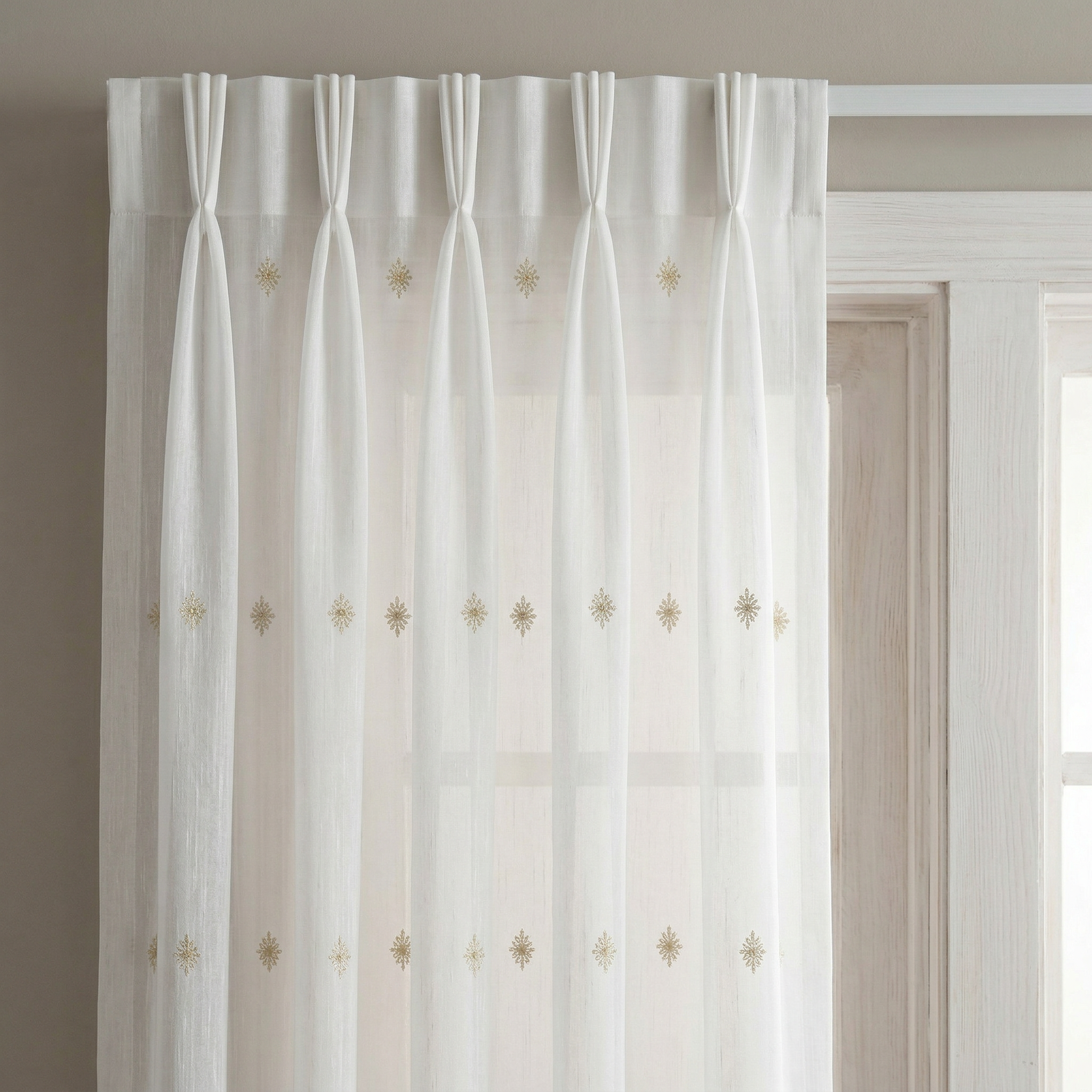 Luxury Cream Gold Vintage Embroidery Sheer Curtains
