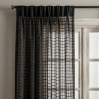 Modern Geometric Net Linen Blend Curtains