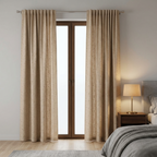 Stone Cream Cotton Linen Tweed Effect Curtain