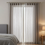 Elegant Stone Grey Textured Slub Tulle Curtain