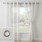 Square Grid Linen Effect Net Curtains