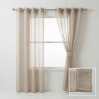 Square Grid Linen Effect Net Curtains