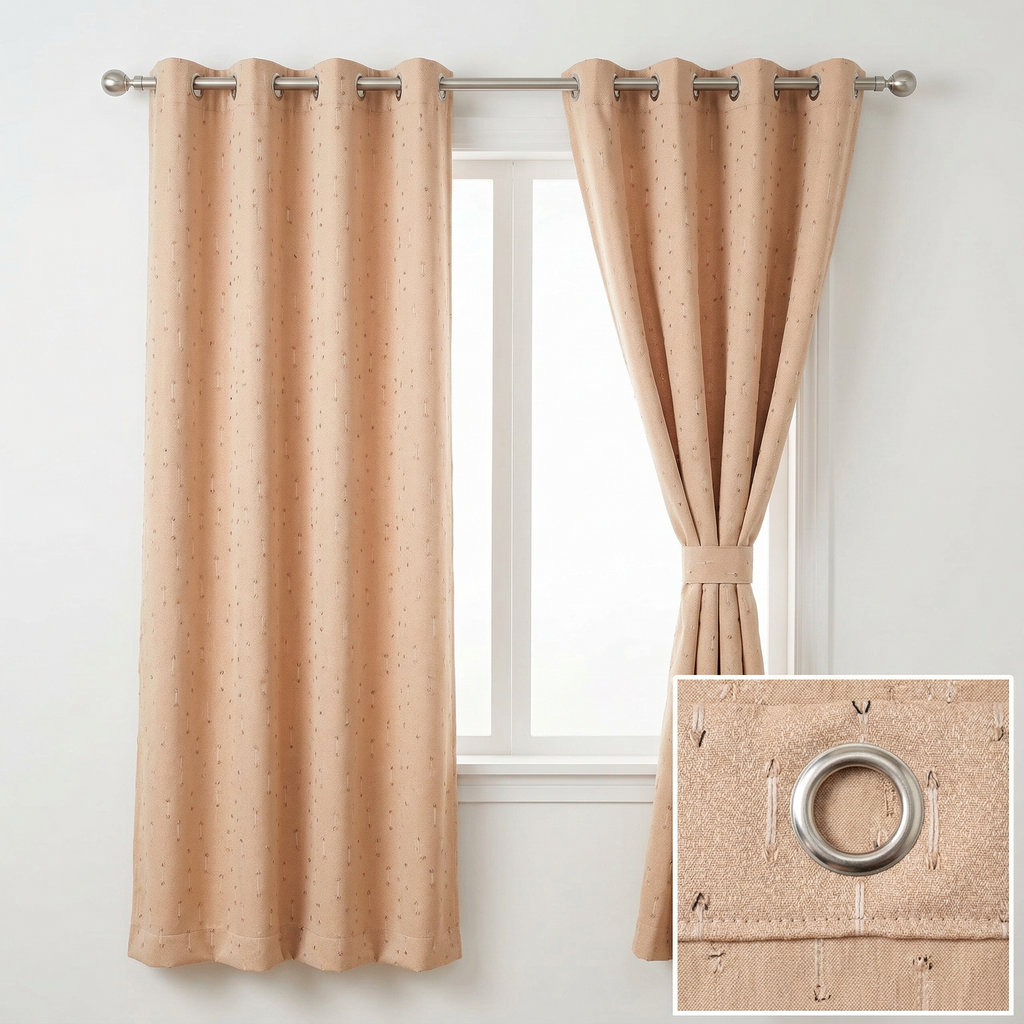 Stone Cream Cotton Linen Tweed Effect Curtain