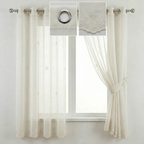 White Floral Embroidered Tulle Curtains