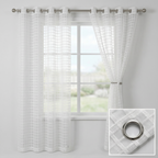 Modern Geometric Net Linen Blend Curtains