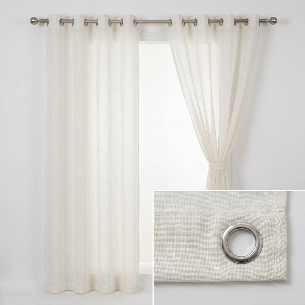Cream Pure Linen Slub Curtains
