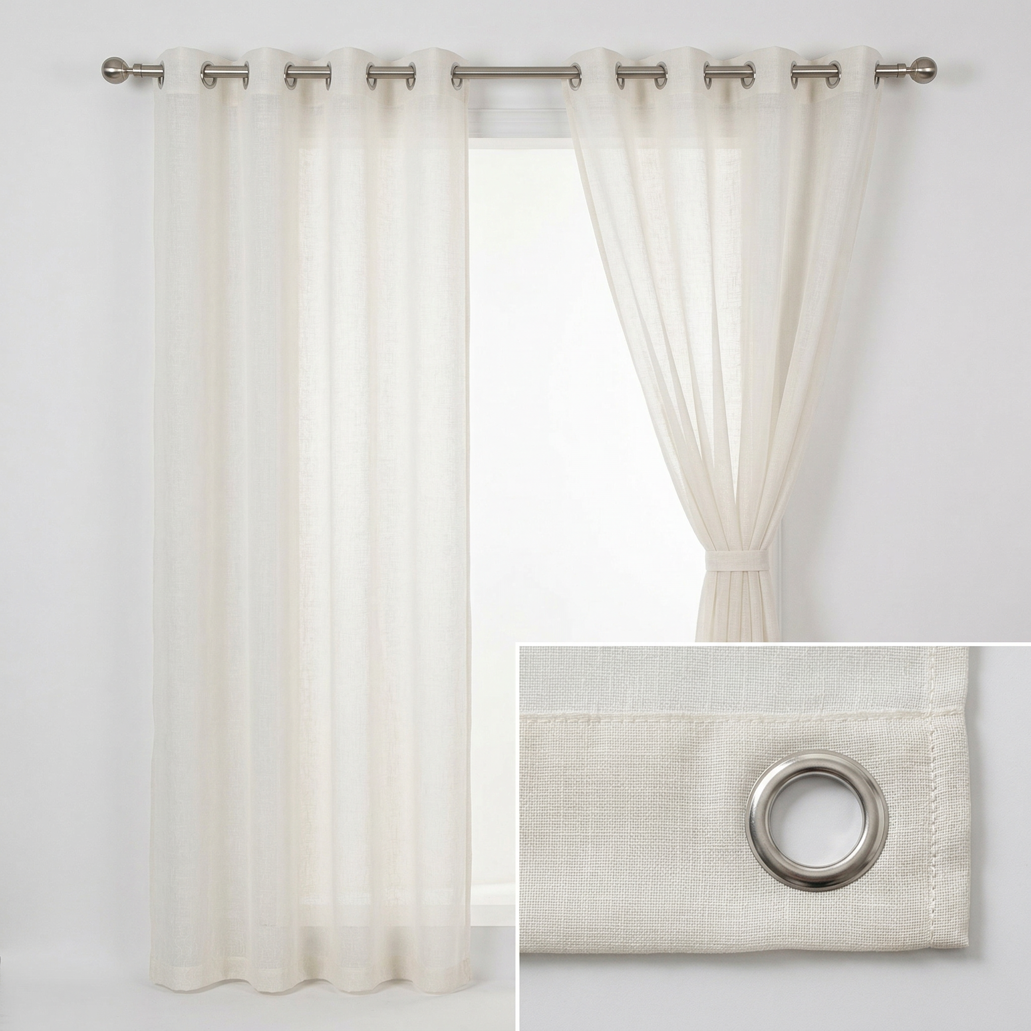 Cream Pure Linen Slub Curtains