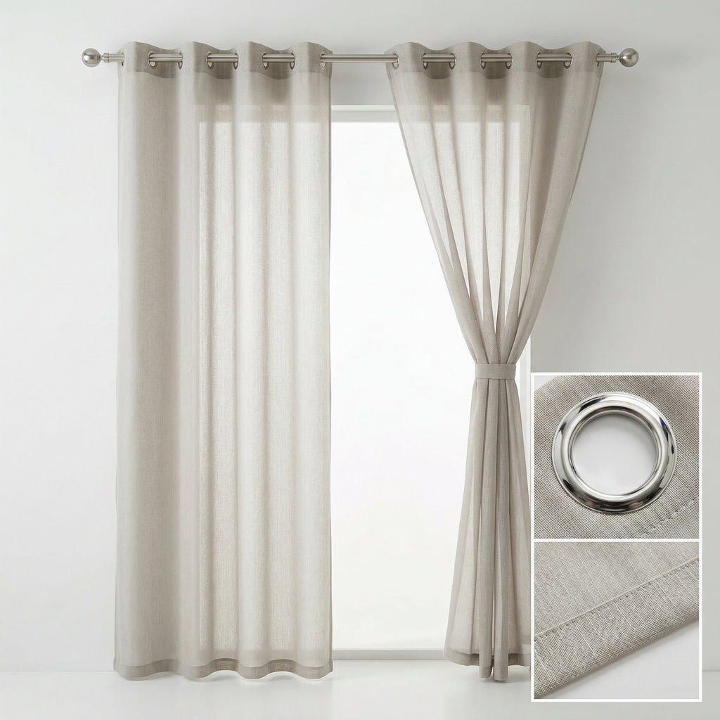 Soft Wave Effect Linen Cotton Sheer Curtains