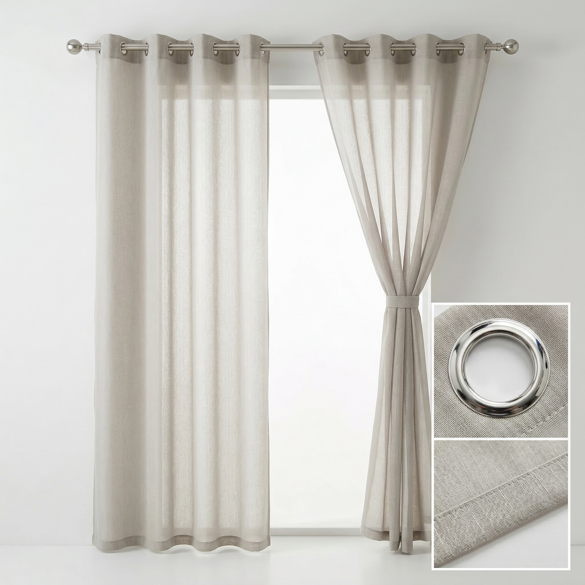 Soft Wave Effect Linen Cotton Sheer Curtains