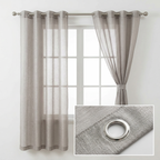 Elegant Stone Grey Textured Slub Tulle Curtain