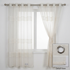 Evelyn Cream Textured Stripe Voile Curtains