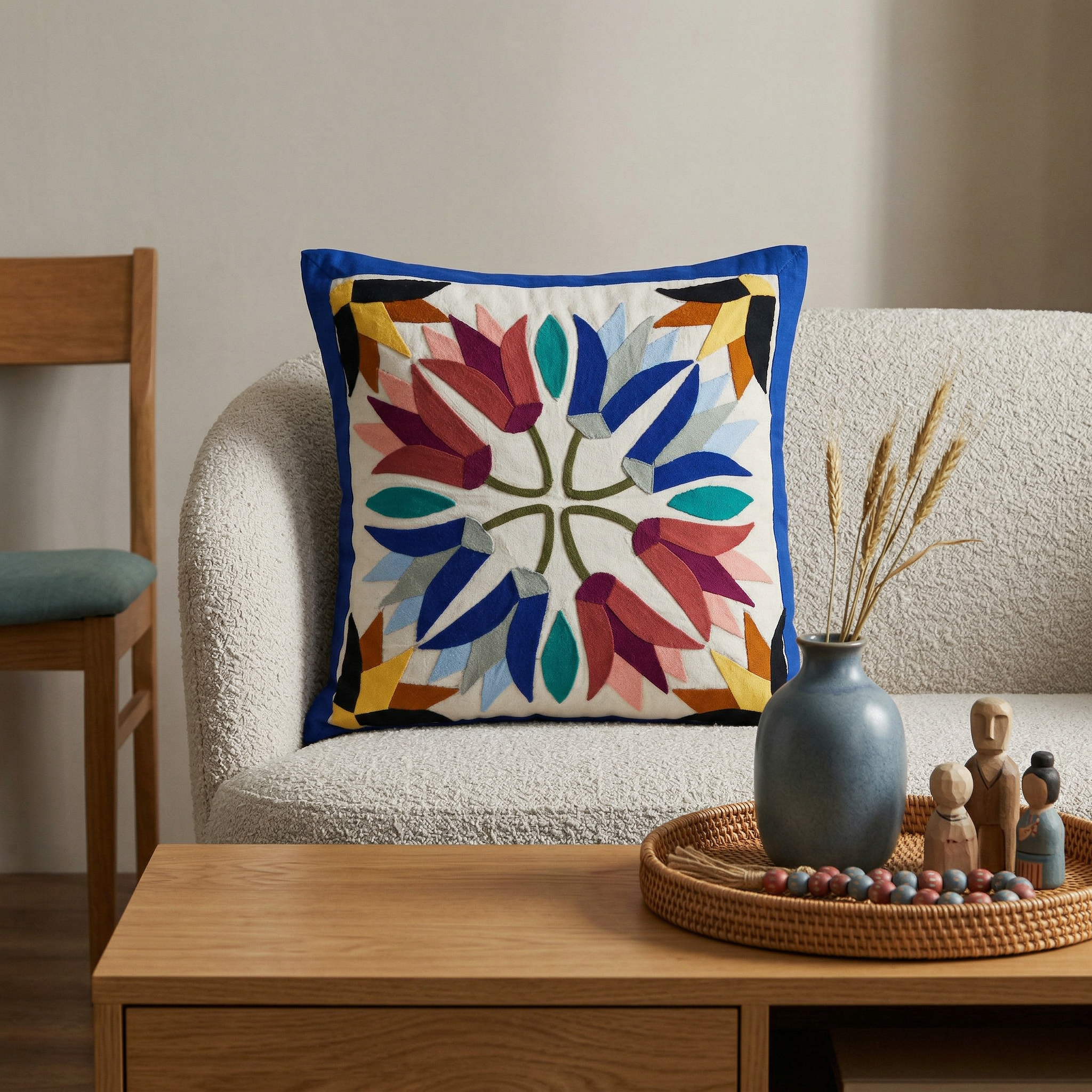 Masterpiece Hand-Stitched Lotus flower Pillowcase Cushion Cover