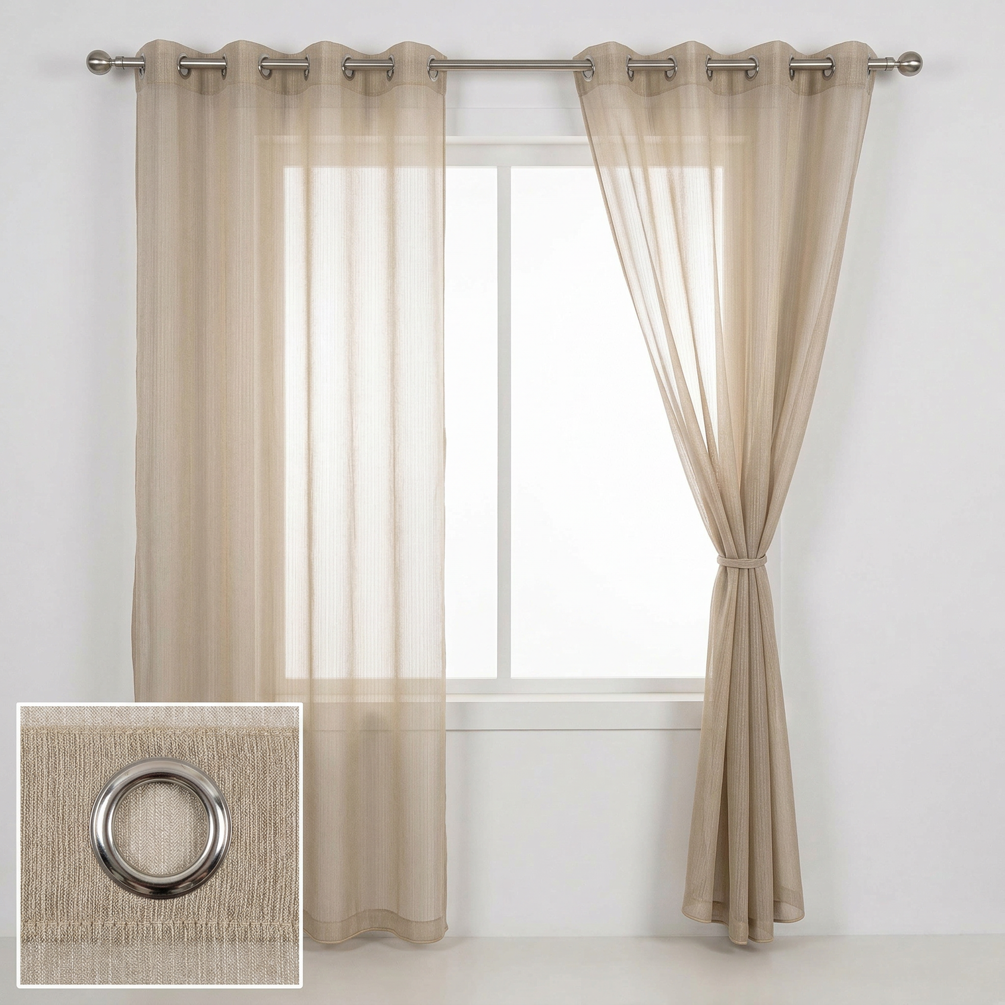 Soft Wave Effect Linen Cotton Sheer Curtains