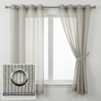 Square Grid Linen Effect Net Curtains