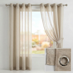 Mink Distressed Slub Tulle Sheer Curtains