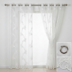 Botanical Leaf Embroidered Voile Curtains