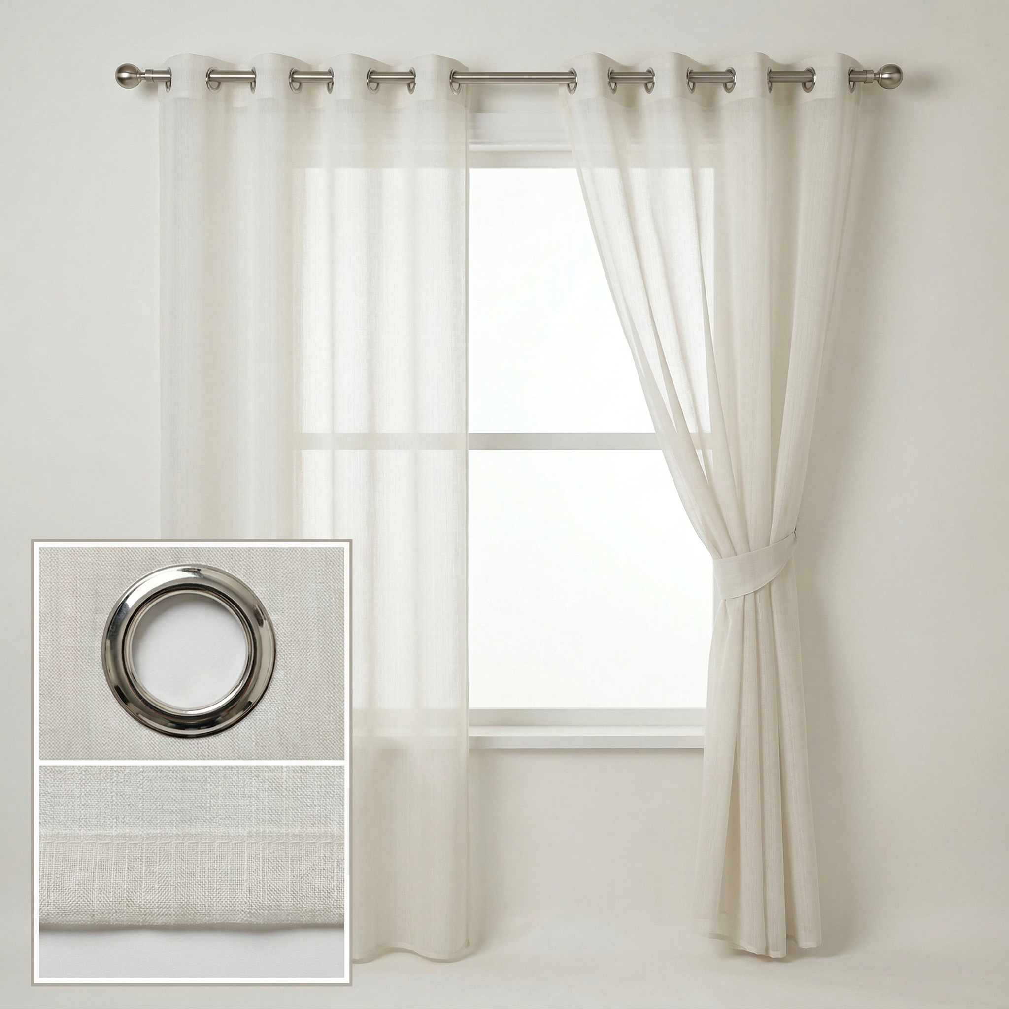 Soft Wave Effect Linen Cotton Sheer Curtains