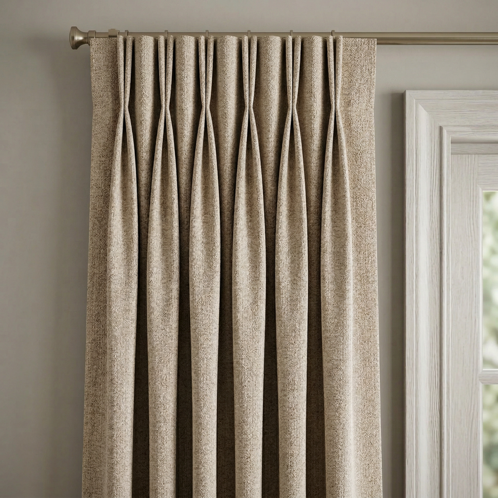 Natural Oatmeal Herringbone Linen Blend Cotton Curtains