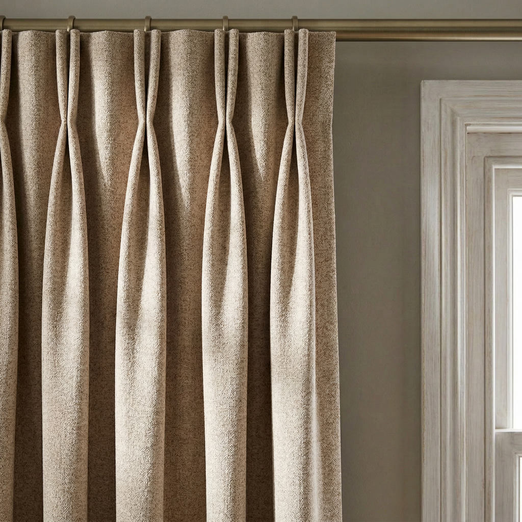 Natural Oatmeal Herringbone Linen Blend Cotton Curtains