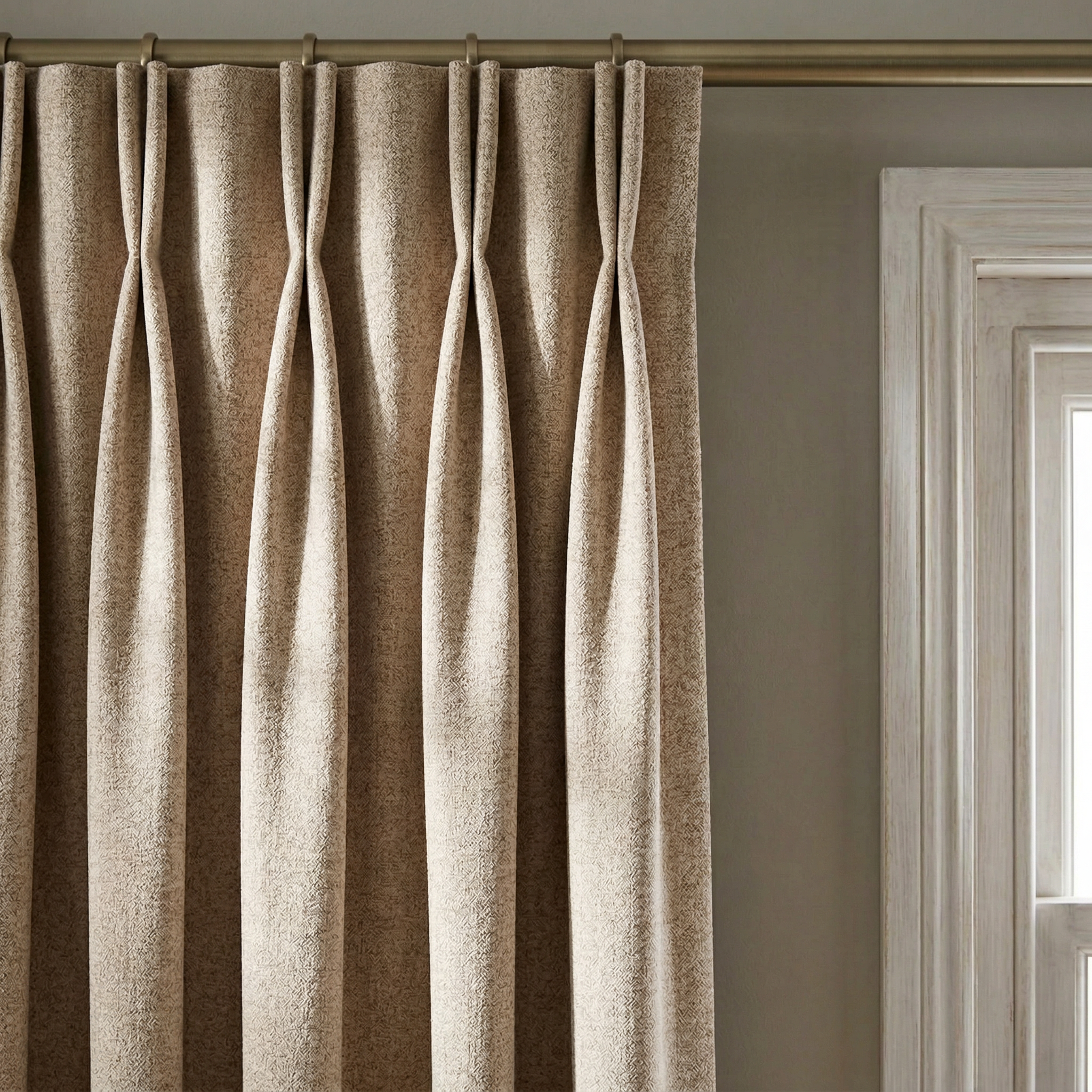 Natural Oatmeal Herringbone Linen Blend Cotton Curtains