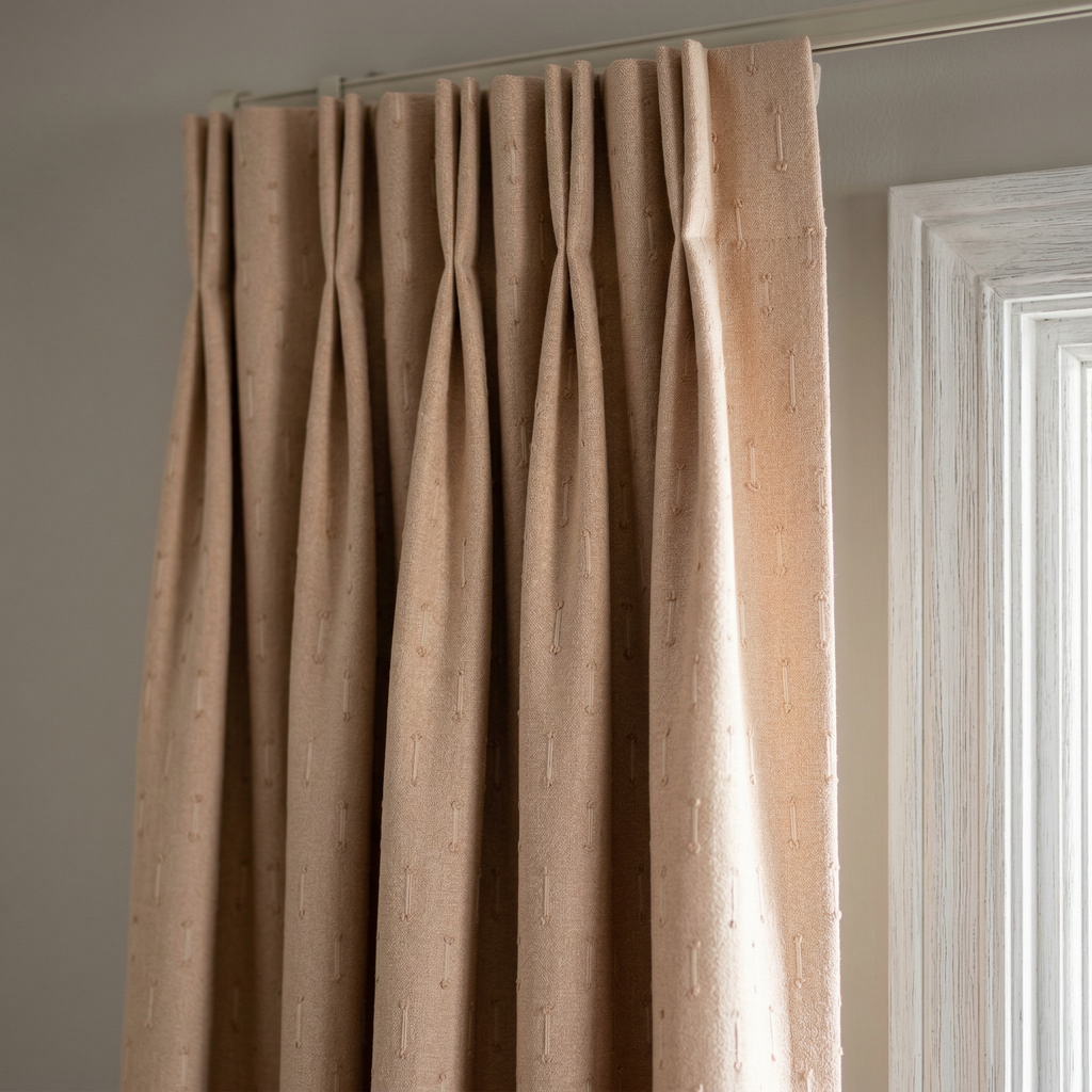 Stone Cream Cotton Linen Tweed Effect Curtain