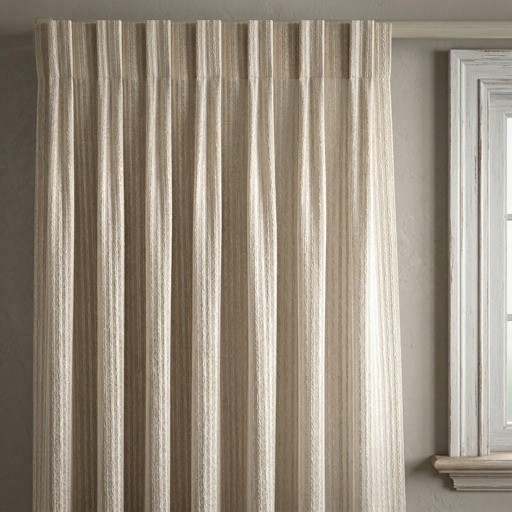 Vertical Stripe Linen Blend Cotton Curtains