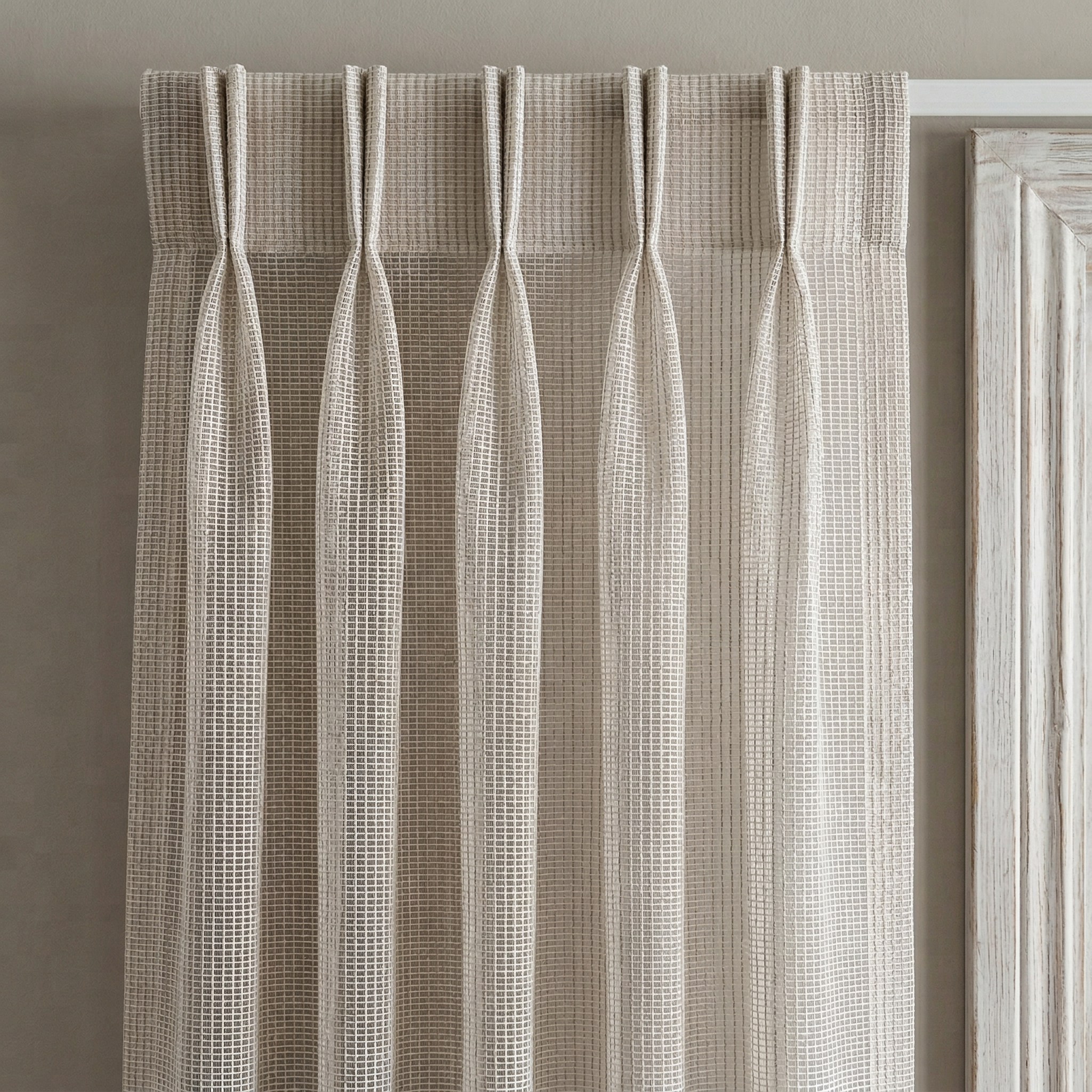Square Grid Linen Effect Net Curtains