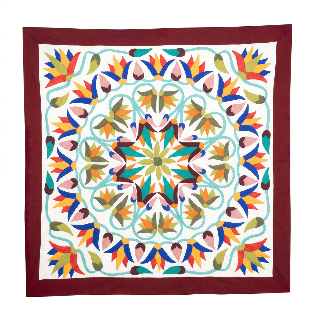 Handmade Colorful Textile Art  Patchwork Khayyamian Tapestry
