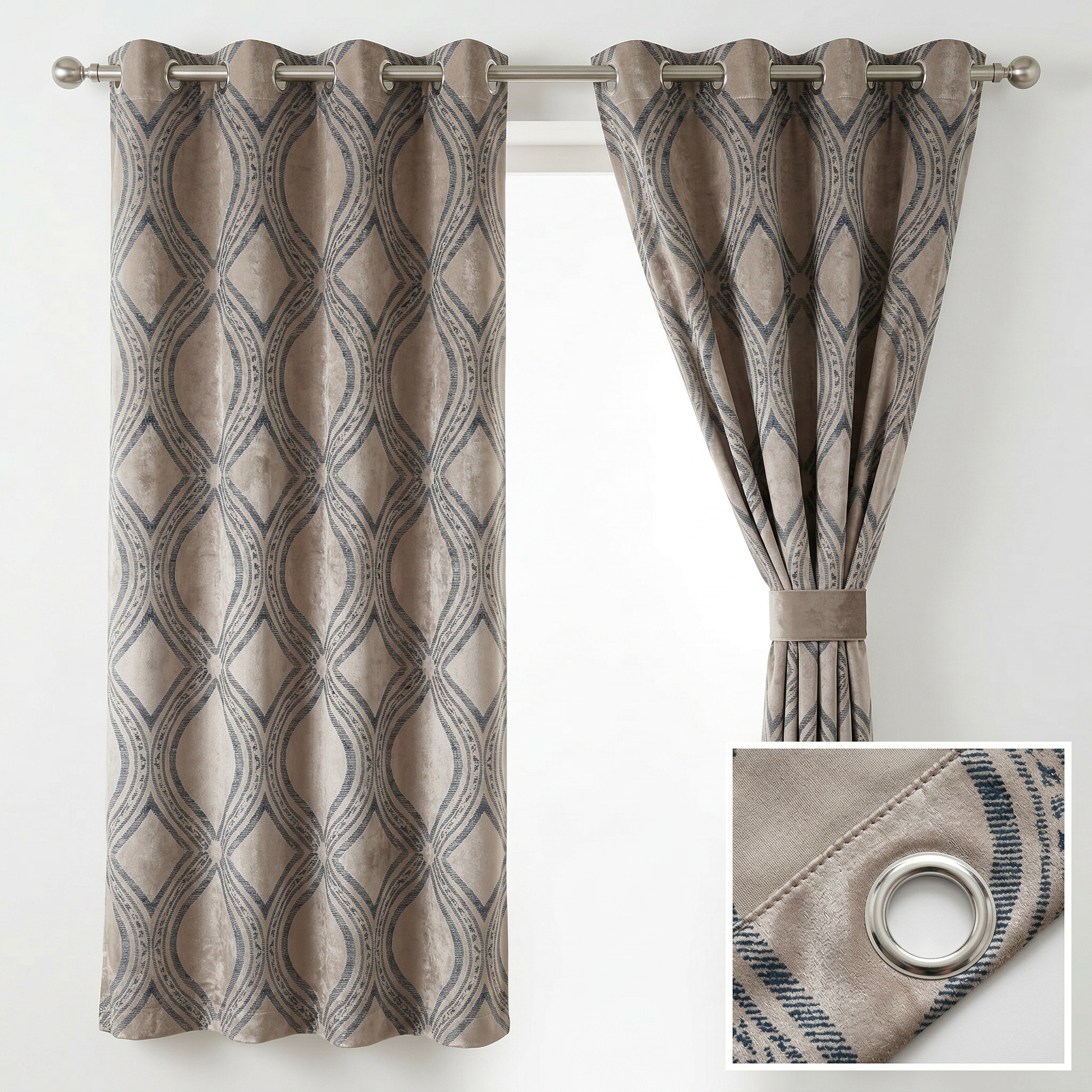 Scandinavian Geometric Jacquard Curtains