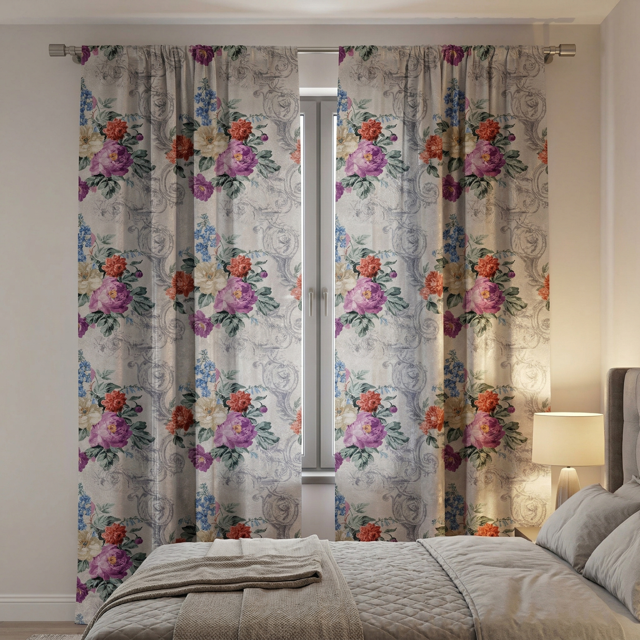 Magenta Floral Statement Curtains