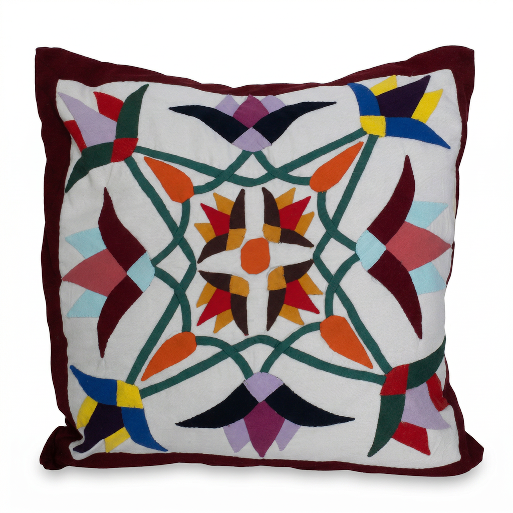 Colorful Lotus Khayyamian Patchwork Cushion Cover
