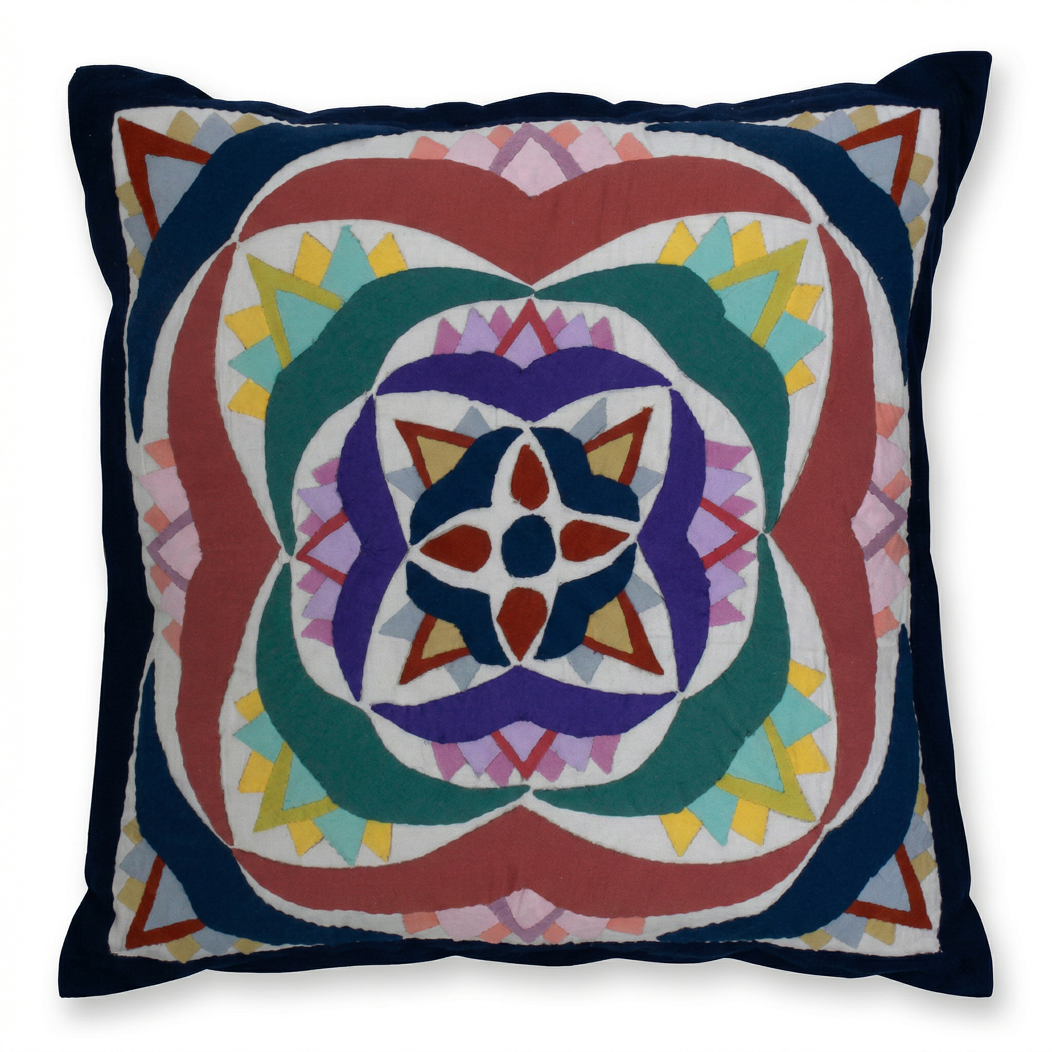 Colorful Geometrical Cotton Patchwork Cushion Cover