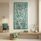 Blue Handmade Birds And Lotus Patchwork Khayyamian Tapestry