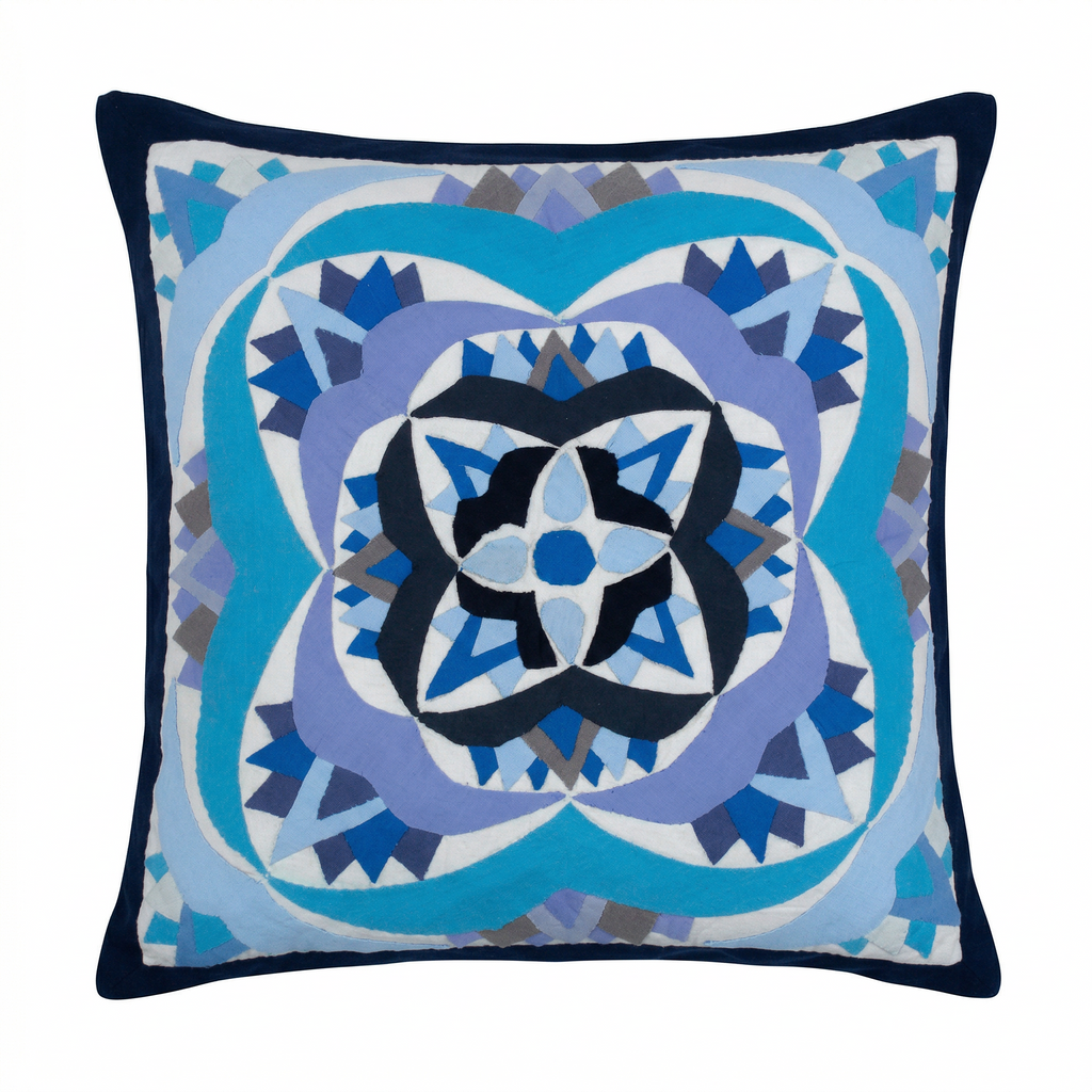 Blue Geometrical Handmade Cushion Cover