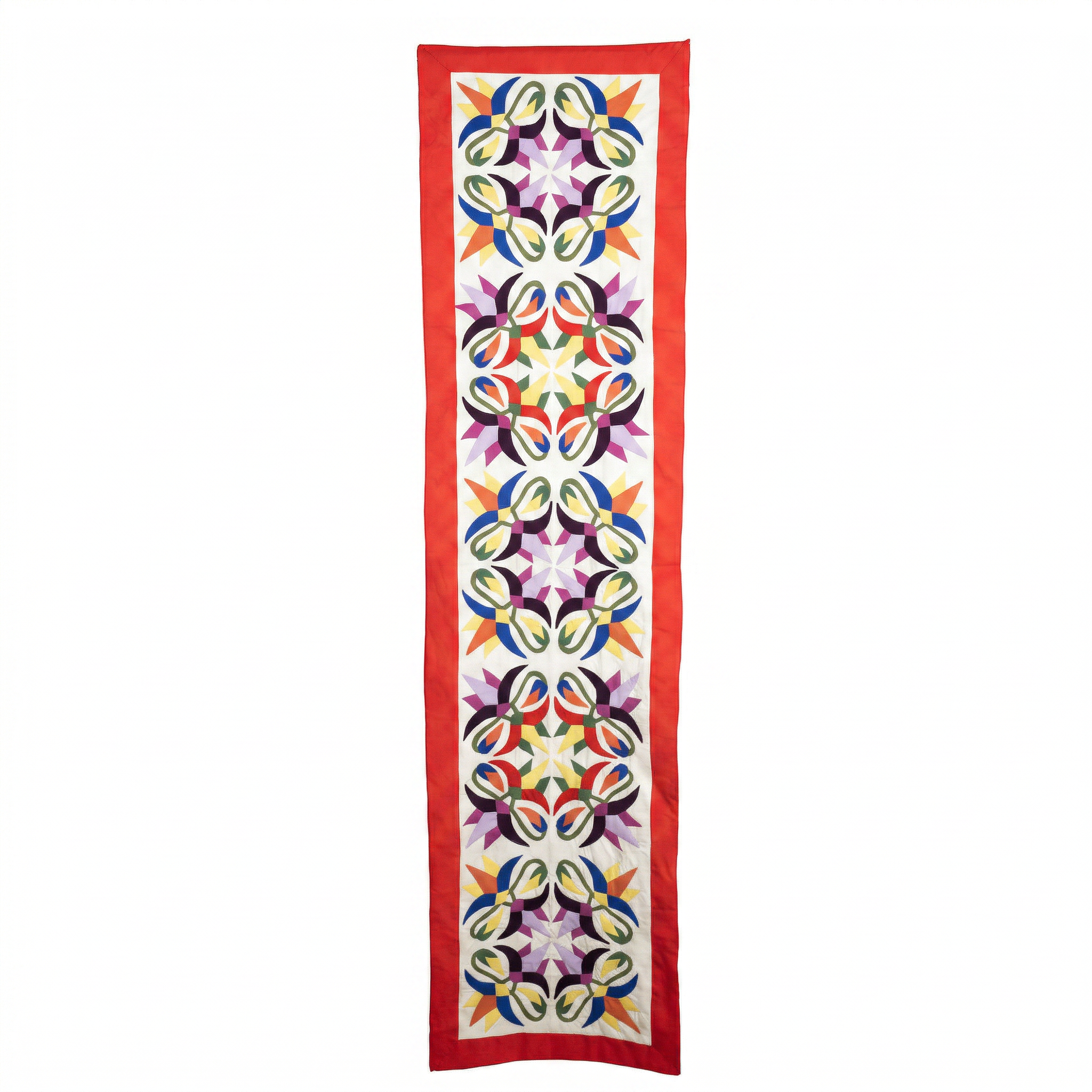 Red Geometrical Patchwork Khayyamian  Tapestry