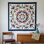 "Vibrant Appliqué Floral & Geometric Patchwork Khayyamian Tapestry