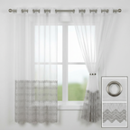 White and Grey Eyelet Embroidered Tulle Curtains