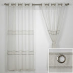 Evelyn Cream Textured Stripe Voile Curtains