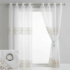 Silver Gold Sequin Border Sheer Curtains