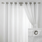 Luxury White Textured Geometric Sheer Net Curtains