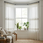 Evelyn Cream Textured Stripe Voile Curtains