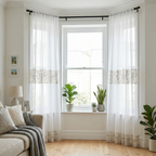 Silver Gold Sequin Border Sheer Curtains
