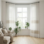 Evelyn Cream Textured Stripe Voile Curtains