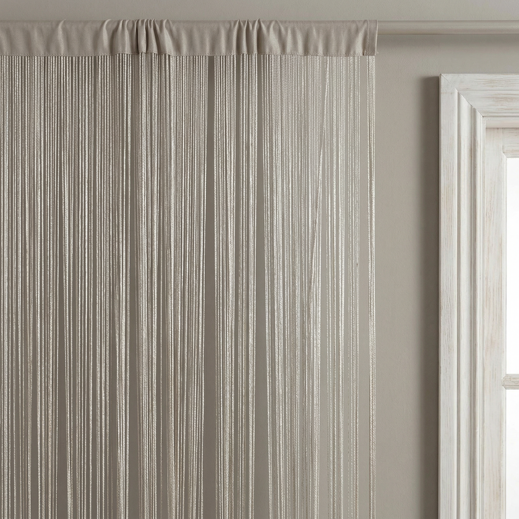 Modern Neutral Tassel String Net Curtain