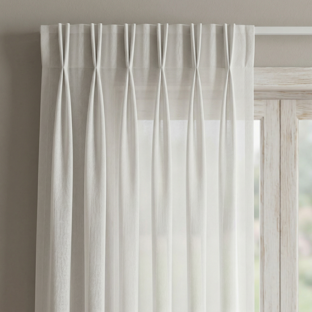White and Grey Eyelet Embroidered Tulle Curtains