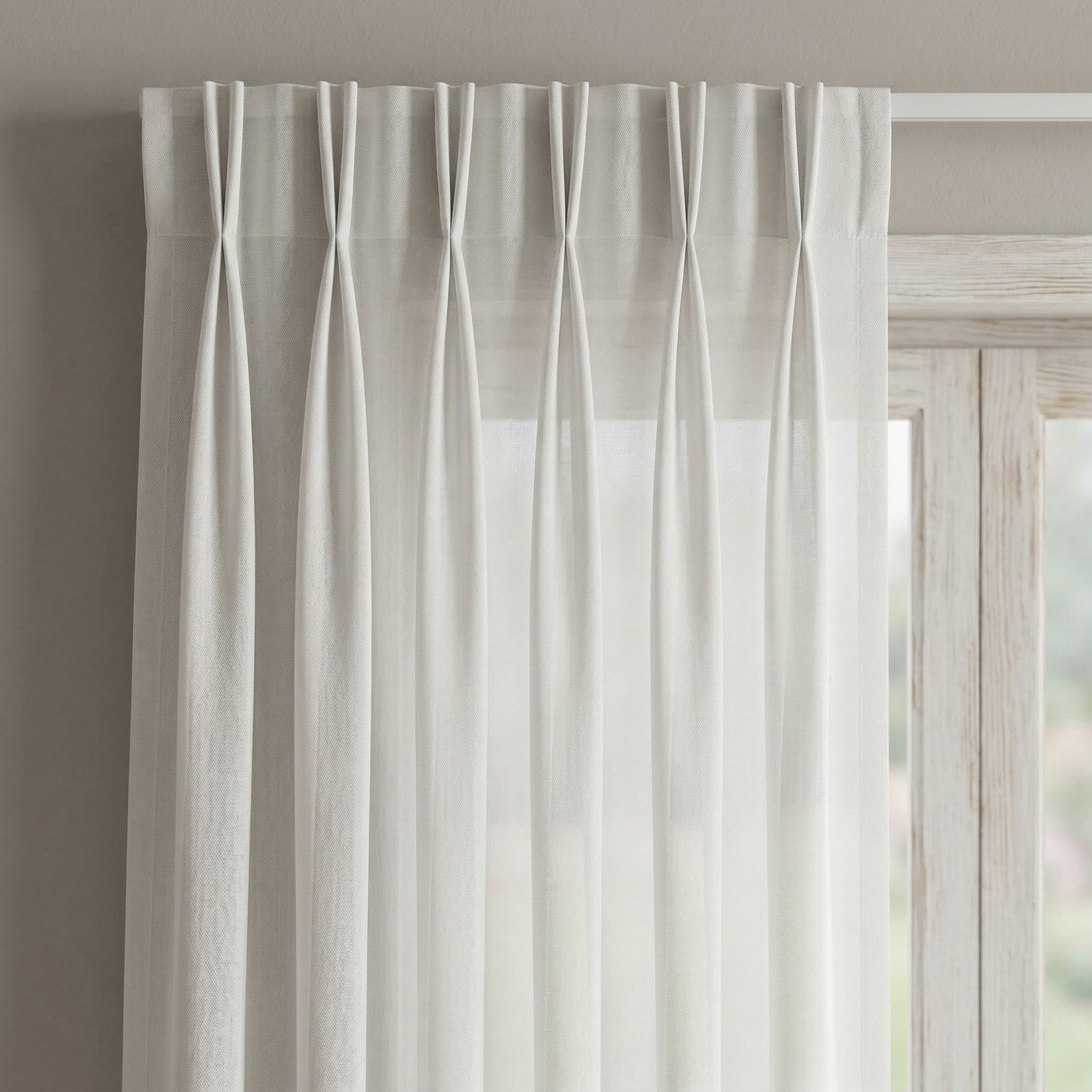 White and Grey Eyelet Embroidered Tulle Curtains